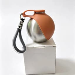 304 Stainless Steel Water Kettle Round Outdoor Water Cup With Lanyard Hook Foldable Silicone Dog Bowl Portable Travel Pet Feedin