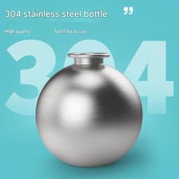 304 Stainless Steel Water Kettle Round Outdoor Water Cup With Lanyard Hook Foldable Silicone Dog Bowl Portable Travel Pet Feedin