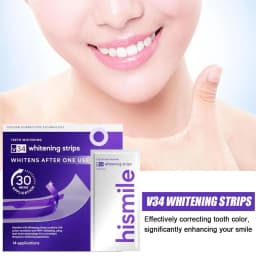 V34 Purple Teeth Whitening Strips Remove Plaque Stains Brighten Teeth Reduce Sensitivity 30 Mins Quick Dental Oral Care Stickers