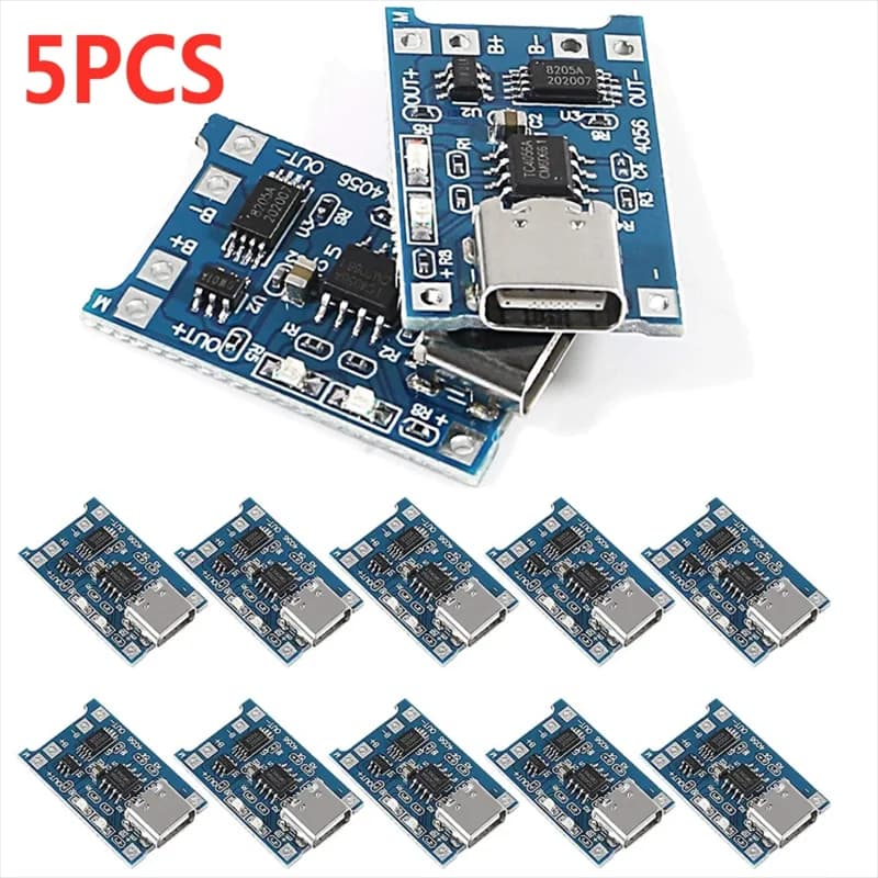 2/5PCS 5V 1A Micro/Type-c/Mini 18650 TP4056 Lithium Battery Charger Module Charging Board With Protection Dual Functions Li-ion