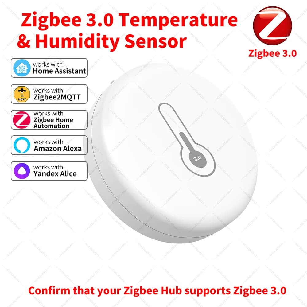 Zigbee 3.0 Sensor Temperature Humidity Sensor Zigbee Hub Required workwith Home Assistant Yandex Alexa ZHA Zigbee2MQTT HA