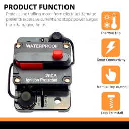 20-300 Ampere Car Audio System Manual Reset Waterproof Marine Circuit Breaker Reset Fuse 12V-48V DC Waterproof Circuit Breaker