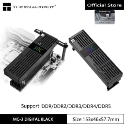 Thermalright MC-3 DIGITAL BLACK Digital Display Screen Memory Heatsink, Suitable for DDR/DDR2/DDR3/DDR4/DDR5, 40x40x10mm Fan X3