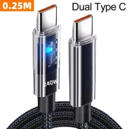 0.25/1/1.5/2M 240W Nylon USB C PD Super Fast Charging Data Cable With LED Display USB To Type C Quick Charge Data Cords New