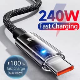 0.25/1/1.5/2M 240W Nylon USB C PD Super Fast Charging Data Cable With LED Display USB To Type C Quick Charge Data Cords New