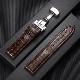 Crocodile Pattern Design Leather Watchbands Automatic Buckle Men Women Business Watch Band 12/14/16/18/19/20/22mm Watch Straps