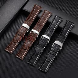 Crocodile Pattern Design Leather Watchbands Automatic Buckle Men Women Business Watch Band 12/14/16/18/19/20/22mm Watch Straps