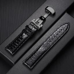Crocodile Pattern Design Leather Watchbands Automatic Buckle Men Women Business Watch Band 12/14/16/18/19/20/22mm Watch Straps