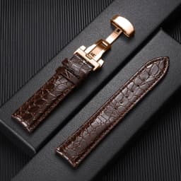Crocodile Pattern Design Leather Watchbands Automatic Buckle Men Women Business Watch Band 12/14/16/18/19/20/22mm Watch Straps