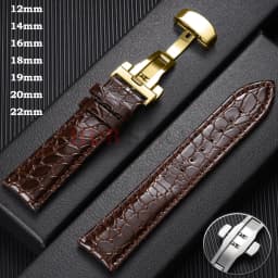 Crocodile Pattern Design Leather Watchbands Automatic Buckle Men Women Business Watch Band 12/14/16/18/19/20/22mm Watch Straps