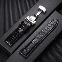 Crocodile Pattern Design Leather Watchbands Automatic Buckle Men Women Business Watch Band 12/14/16/18/19/20/22mm Watch Straps