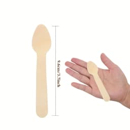 50Pcs Disposable Spoons (Approximately 9.6cm) Wooden Mini Dessert Spoons, Dessert Spoons, Tasting Spoons, Suitable for Parties, Gatherings, Holiday Celebrations, and Can Be Used by Multiple Guests