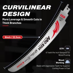 EZARC 9''/12"/15'' Japanese Teeth Reciprocating Saw Blades, 6TPI Arc Tooth Pruning Blades for Tree Trimming, Wood Cutting