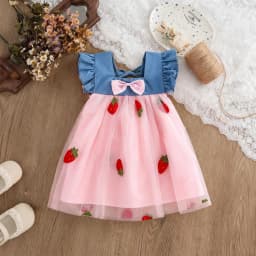 Baby Girl Dress Summer Cherry Mesh Girl's Dress Cute Beach Baby Dress Baby Girl Clothes