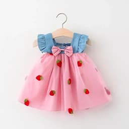 Baby Girl Dress Summer Cherry Mesh Girl's Dress Cute Beach Baby Dress Baby Girl Clothes