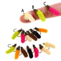 Bimoo 6PCS Brass /Tungsten Bead Head Mop Fly Artificial Crane Fly Caddis Larva Wet Jig Nymph Fly Trout Grayling Fishing Lures