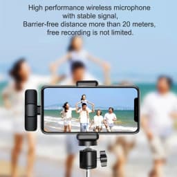 Mini Wireless Lavalier Microphone Windproof Wool Replaceable for iPhone Android YouTube Vlog Audio Recording