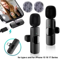 Mini Wireless Lavalier Microphone Windproof Wool Replaceable for iPhone Android YouTube Vlog Audio Recording