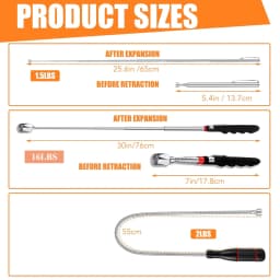 Telescoping Magnetic Pickup Tool Telescopic Strong Magnet Sticks Non-Slip Long Extendable Magnet Pickup Tools Nail Picker Upper