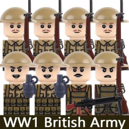 MOC Military Series WW1 Prussian British Soldier Figures Building Blocks Army Infantry Warrior Backpack Accessories Bricks Toys