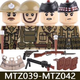 MOC Military Series WW1 Prussian British Soldier Figures Building Blocks Army Infantry Warrior Backpack Accessories Bricks Toys