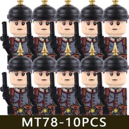 MOC Military Series WW1 Prussian British Soldier Figures Building Blocks Army Infantry Warrior Backpack Accessories Bricks Toys