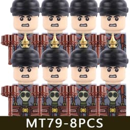 MOC Military Series WW1 Prussian British Soldier Figures Building Blocks Army Infantry Warrior Backpack Accessories Bricks Toys
