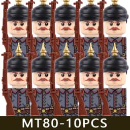 MOC Military Series WW1 Prussian British Soldier Figures Building Blocks Army Infantry Warrior Backpack Accessories Bricks Toys