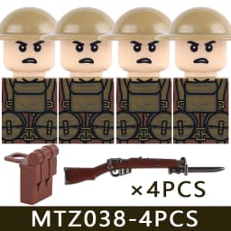MOC Military Series WW1 Prussian British Soldier Figures Building Blocks Army Infantry Warrior Backpack Accessories Bricks Toys