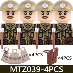 MOC Military Series WW1 Prussian British Soldier Figures Building Blocks Army Infantry Warrior Backpack Accessories Bricks Toys