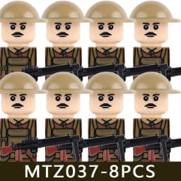 MOC Military Series WW1 Prussian British Soldier Figures Building Blocks Army Infantry Warrior Backpack Accessories Bricks Toys