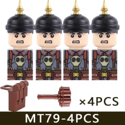 MOC Military Series WW1 Prussian British Soldier Figures Building Blocks Army Infantry Warrior Backpack Accessories Bricks Toys