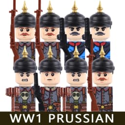 MOC Military Series WW1 Prussian British Soldier Figures Building Blocks Army Infantry Warrior Backpack Accessories Bricks Toys