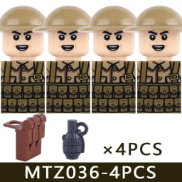 MOC Military Series WW1 Prussian British Soldier Figures Building Blocks Army Infantry Warrior Backpack Accessories Bricks Toys