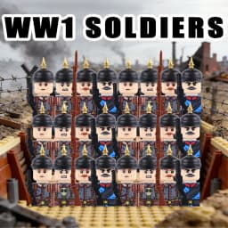 MOC Military Series WW1 Prussian British Soldier Figures Building Blocks Army Infantry Warrior Backpack Accessories Bricks Toys