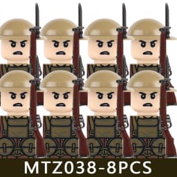 MOC Military Series WW1 Prussian British Soldier Figures Building Blocks Army Infantry Warrior Backpack Accessories Bricks Toys