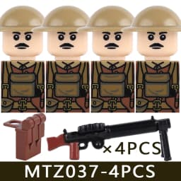 MOC Military Series WW1 Prussian British Soldier Figures Building Blocks Army Infantry Warrior Backpack Accessories Bricks Toys