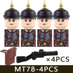MOC Military Series WW1 Prussian British Soldier Figures Building Blocks Army Infantry Warrior Backpack Accessories Bricks Toys
