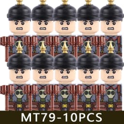 MOC Military Series WW1 Prussian British Soldier Figures Building Blocks Army Infantry Warrior Backpack Accessories Bricks Toys