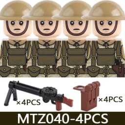 MOC Military Series WW1 Prussian British Soldier Figures Building Blocks Army Infantry Warrior Backpack Accessories Bricks Toys
