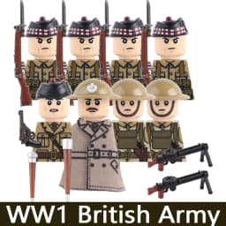 MOC Military Series WW1 Prussian British Soldier Figures Building Blocks Army Infantry Warrior Backpack Accessories Bricks Toys