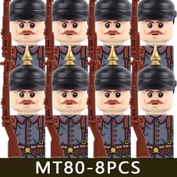 MOC Military Series WW1 Prussian British Soldier Figures Building Blocks Army Infantry Warrior Backpack Accessories Bricks Toys