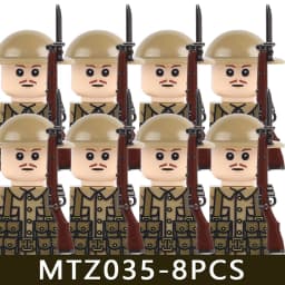 MOC Military Series WW1 Prussian British Soldier Figures Building Blocks Army Infantry Warrior Backpack Accessories Bricks Toys