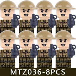 MOC Military Series WW1 Prussian British Soldier Figures Building Blocks Army Infantry Warrior Backpack Accessories Bricks Toys