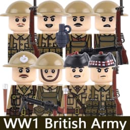 MOC Military Series WW1 Prussian British Soldier Figures Building Blocks Army Infantry Warrior Backpack Accessories Bricks Toys