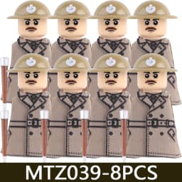 MOC Military Series WW1 Prussian British Soldier Figures Building Blocks Army Infantry Warrior Backpack Accessories Bricks Toys