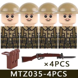 MOC Military Series WW1 Prussian British Soldier Figures Building Blocks Army Infantry Warrior Backpack Accessories Bricks Toys
