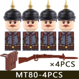 MOC Military Series WW1 Prussian British Soldier Figures Building Blocks Army Infantry Warrior Backpack Accessories Bricks Toys