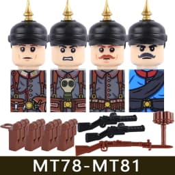 MOC Military Series WW1 Prussian British Soldier Figures Building Blocks Army Infantry Warrior Backpack Accessories Bricks Toys