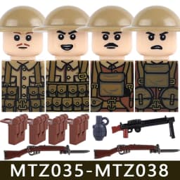 MOC Military Series WW1 Prussian British Soldier Figures Building Blocks Army Infantry Warrior Backpack Accessories Bricks Toys
